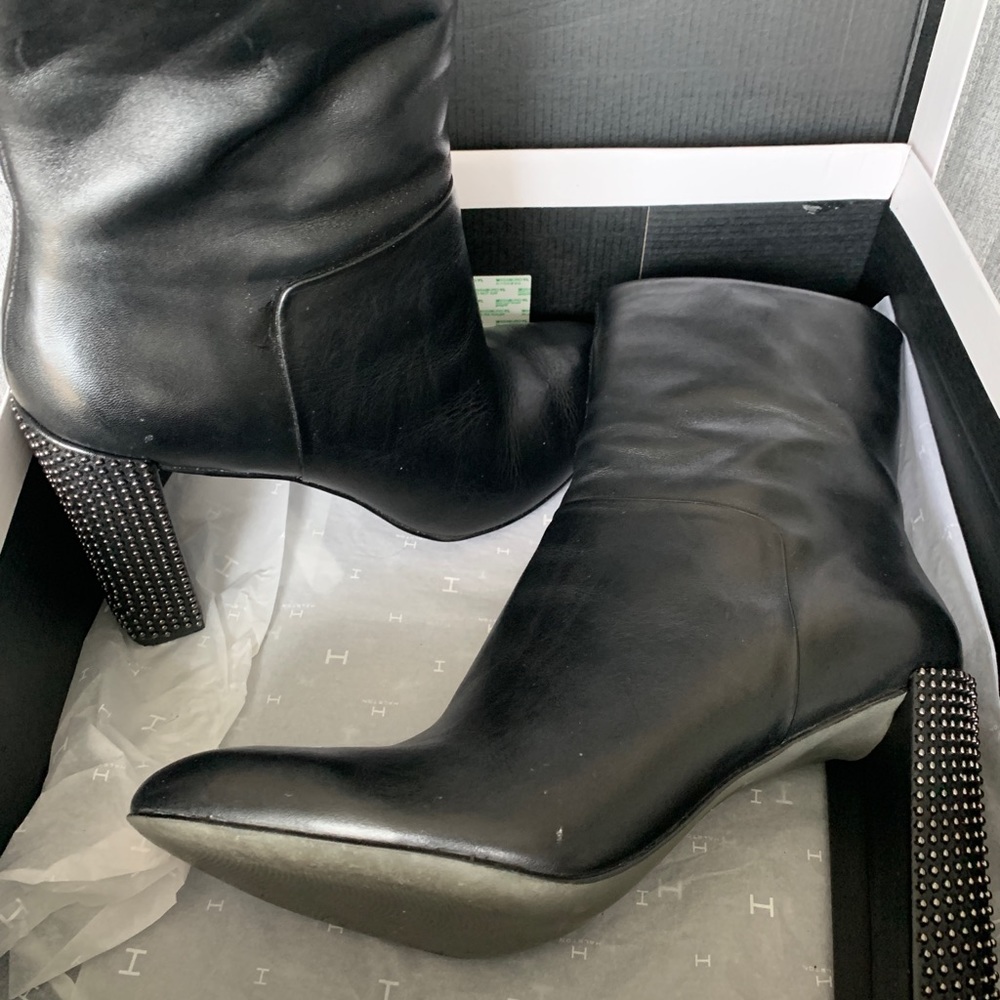 Halston Lea black leather boots - size 9